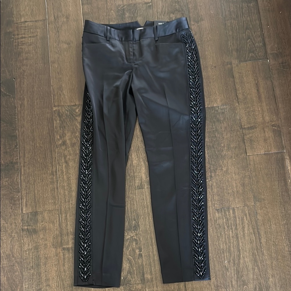 Express Black Cropped Pants with Embellished Detail